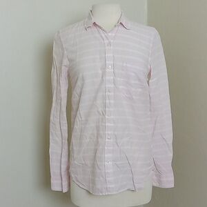 GAP Button Down Pink White Horizontal Striped Size Medium 100% Cotton Shirt